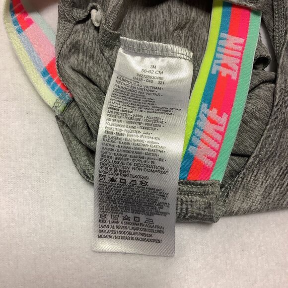 Nike‎ Dri-Fit Gray Baby Girl Bathing Suit Swimsuit Pink Swoosh Size 3 Months - Picture 6 of 9